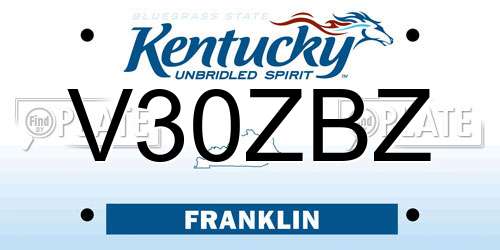 V30ZBZ Kentucky License Plate
