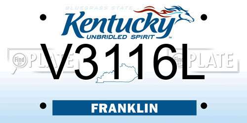 V3116L Kentucky License Plate