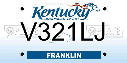 V321LJ Kentucky License Plate