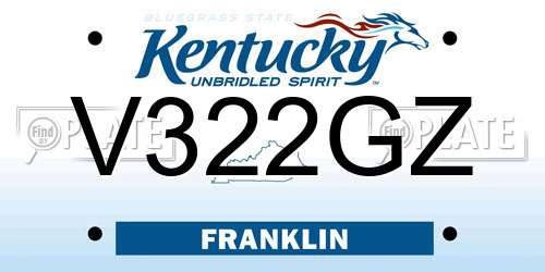 V322GZ Kentucky License Plate