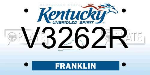 V3262R Kentucky License Plate