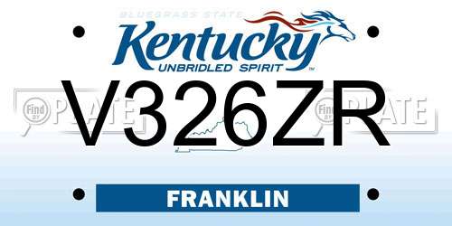 V326ZR Kentucky License Plate