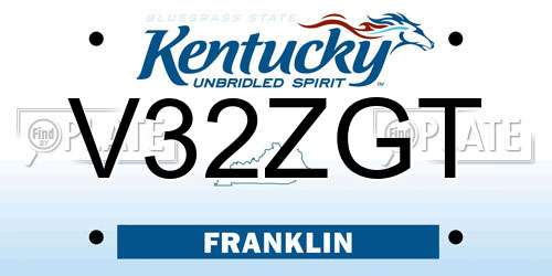 V32ZGT Kentucky License Plate