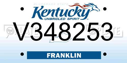 V348253 Kentucky License Plate