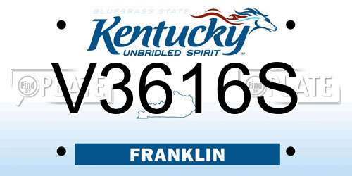 V3616S Kentucky License Plate
