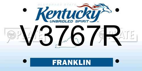 V3767R Kentucky License Plate