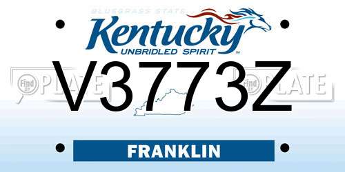 V3773Z Kentucky License Plate