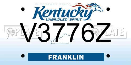 V3776Z Kentucky License Plate