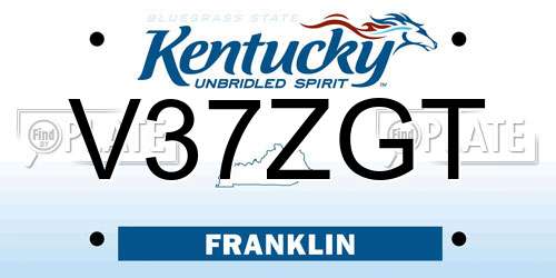 V37ZGT Kentucky License Plate