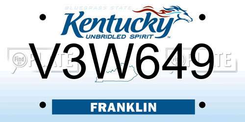 V3W649 Kentucky License Plate