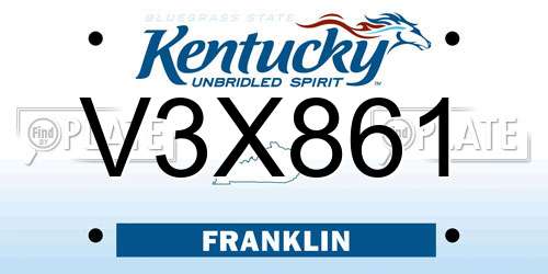 V3X861 Kentucky License Plate