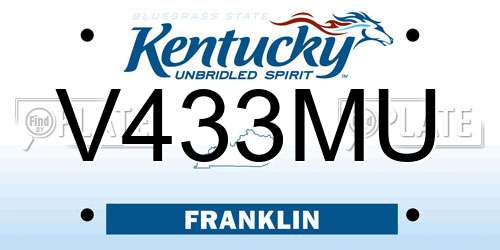 V433MU Kentucky License Plate