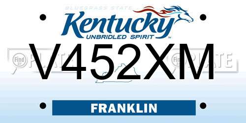 V452XM Kentucky License Plate