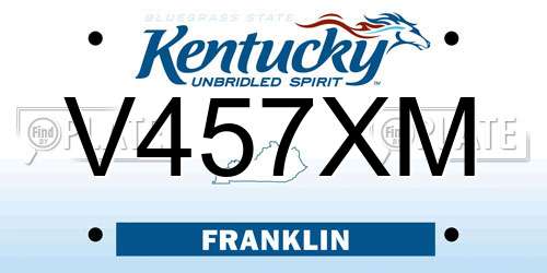 V457XM Kentucky License Plate