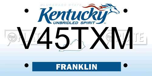 V45TXM Kentucky License Plate