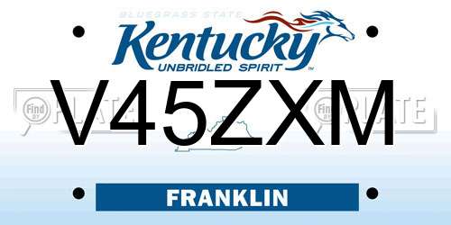 V45ZXM Kentucky License Plate