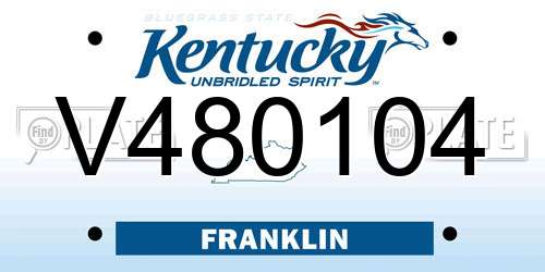 V480104 Kentucky License Plate