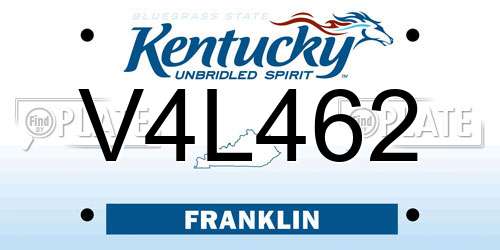 V4L462 Kentucky License Plate