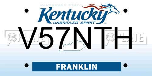 V57NTH Kentucky License Plate