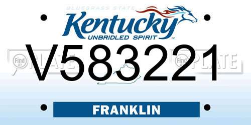 V583221 Kentucky License Plate