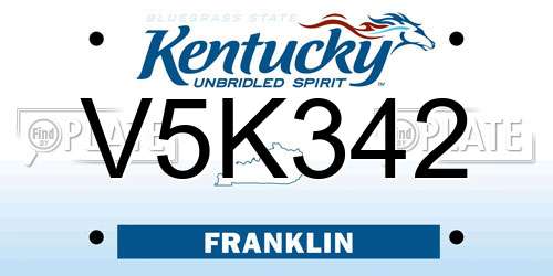 V5K342 Kentucky License Plate