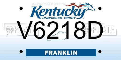 V6218D Kentucky License Plate