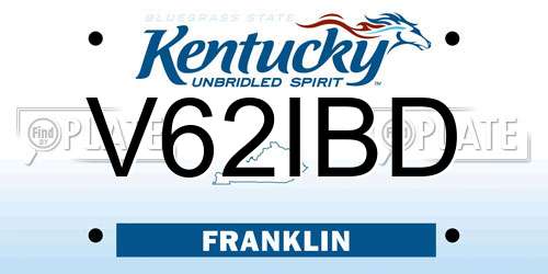 V62IBD Kentucky License Plate