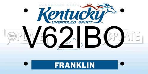 V62IBO Kentucky License Plate