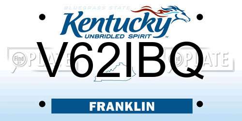 V62IBQ Kentucky License Plate