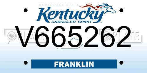 V665262 Kentucky License Plate