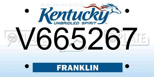 V665267 Kentucky License Plate