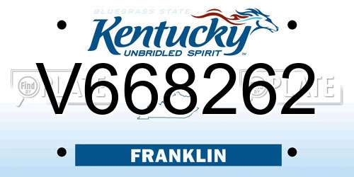 V668262 Kentucky License Plate