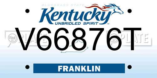 V66876T Kentucky License Plate