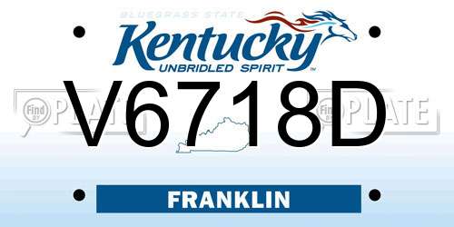 V6718D Kentucky License Plate