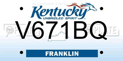 V671BQ Kentucky License Plate