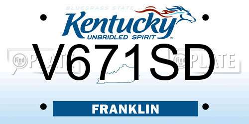 V671SD Kentucky License Plate