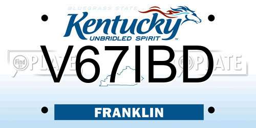 V67IBD Kentucky License Plate