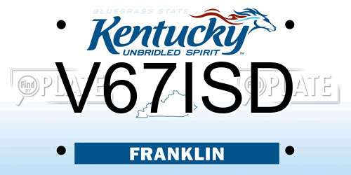 V67ISD Kentucky License Plate