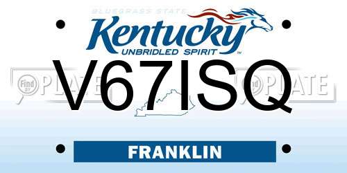 V67ISQ Kentucky License Plate