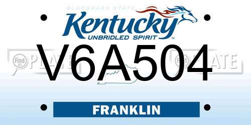 V6A504 Kentucky License Plate