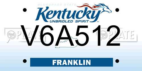 V6A512 Kentucky License Plate