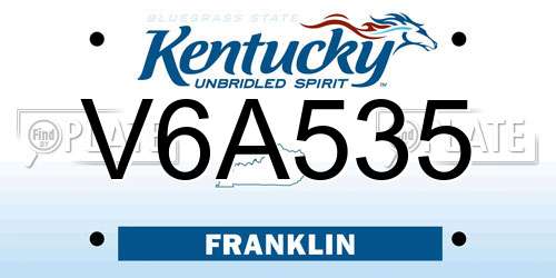 V6A535 Kentucky License Plate