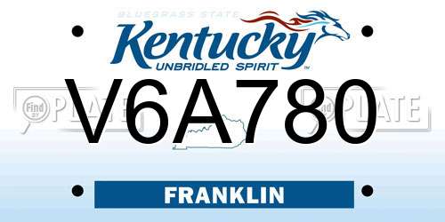 V6A780 Kentucky License Plate