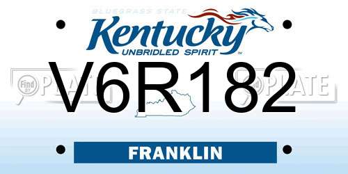 V6R182 Kentucky License Plate