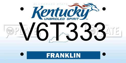 V6T333 Kentucky License Plate