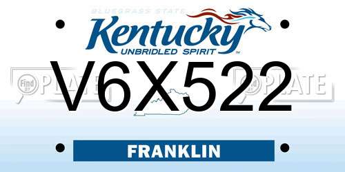 V6X522 Kentucky License Plate
