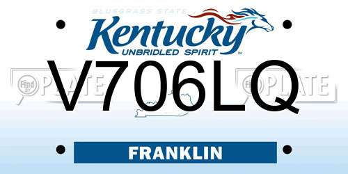 V706LQ Kentucky License Plate