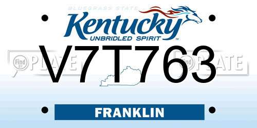 V7T763 Kentucky License Plate