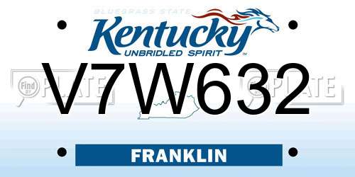 V7W632 Kentucky License Plate