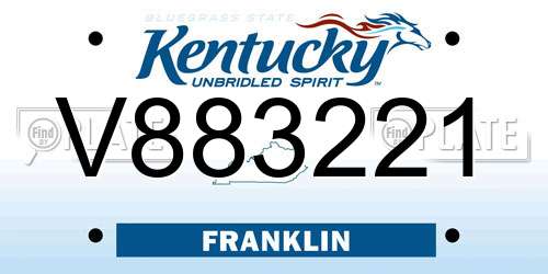 V883221 Kentucky License Plate